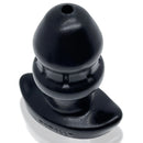 Oxballs Drain-o Flow-thru Butt Plug Black Large featuring a pencil-thick air vent for equalized pressure.