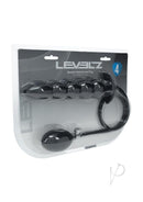 Levelz Beaded Inflatable Silicone Anal Plug Black package featuring graduated beaded design and inflation control.