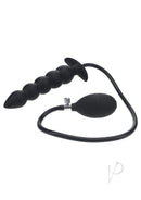 Levelz Beaded Inflatable Silicone Anal Plug Black with adjustable inflation and graduated beaded design.