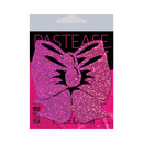Pastease Hot Pink Glitter Bow Nipple Pasties packaging featuring vibrant glitter bow design.