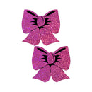 Pastease Hot Pink Glitter Bow Nipple Pasties featuring a glittery bow design for a playful and flirty look.