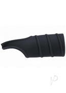 Levelz Silicone Cock Ring and Ribbed Sleeve Black featuring a textured ribbed sleeve design.