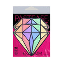 Pastease Gem Pastel Rainbow Diamond Nipple Pasties packaging featuring colorful diamond design on a pink background.