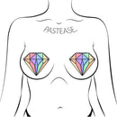 Pastease Gem Pastel Rainbow Diamond Nipple Pasties on illustrated figure, showcasing colorful diamond designs.