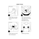 Directions for using Pastease Indica Pot Leaf Green Weed Nipple Pasties: Steps for clean, peel, place, and wear.