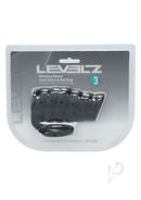 Levelz Vibrating Ribbed Cock Sleeve and Ball Ring Black packaging showing ribbed silicone design and features.