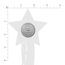 Pastease Black Sparkle Star Tassel Nipple Pasties showcased with a quarter for size reference on a star background.