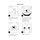 Directions for using Pastease Black Sparkle Star Tassel Nipple Pasties: clean, peel, place, and wear.