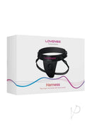 Lovense Strapless Harness for Lapis Black packaging with adjustable straps and control features.