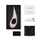 LELO DOT Elliptical Clitoral Stimulator Lilac inside packaging with accessories and user guide.