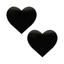 Neva Nude Pasty Black Wet Vinyl Dom Squad Heart pair of heart-shaped black pasties for nipple coverage