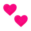 Neva Nude Super Sparkle Watermelly Pink Heart Pasties in vibrant watermelon pink with super-sparkle glitter finish.