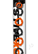 Oxballs Gearheads Silicone Spinner Cock Rings 5 Pack featuring orange and black silicone rings.