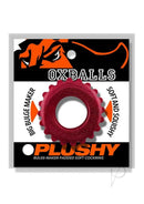 Oxballs Plushy Single Cock Ring Cherry Lips with gear-head design for comfort and enhanced bulge.