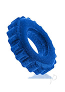 Oxballs Plushy Single Cock Ring Blue Fire displayed in vibrant blue with a textured design for comfort and style.
