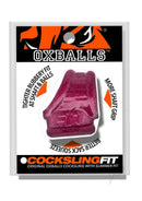 Oxballs Cocksling Fit Sling Cock Ring Cherry Lips packaging showing the product features and design.