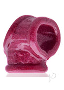 Oxballs Cocksling Fit Sling Cock Ring Cherry Lips showcasing its sleek design and shiny glittery texture.