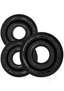 Oxballs Rimrings Multi Size Cockrings 3 Pack Black displayed in graduated sizes for comfort and fit.