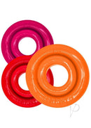 Oxballs Rimringz Multi Size Cock Rings 3 Pack Fire Hots in vibrant colors, showcasing comfort and versatility.