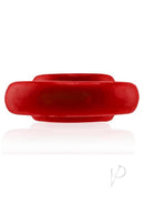 Oxballs Rimz Big Single Cock Ring Red displayed from the side, showcasing its thick and plush design.