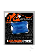 Oxballs Squeeze Short Ballstretcher Blue Fire packaging with product details and vibrant blue color.