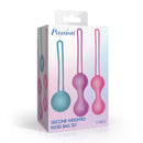 Passion Silicone Weighted Kegel Ball Set packaging featuring three adjustable pelvic exercise balls.