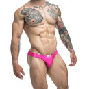 MaleBasics Justin + Simon Classic Bikini Pink 2XL worn by a muscular man with tattoos.
