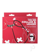 Punishment Yes Sir Collar and Leash Rose Gold packaging with collar, leash and bonus blindfold illustration.