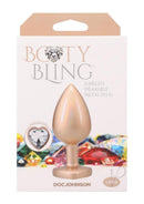 Booty Bling Heart Diamond Jeweled Wearable Metal Plug Large packaging with colorful jewel background.