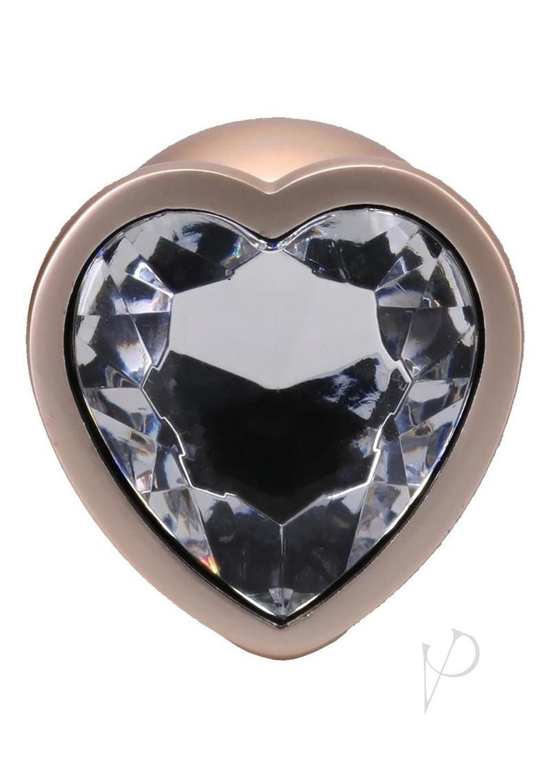 Booty Bling Heart Diamond Jeweled Wearable Metal Plug Large featuring a sparkling heart-shaped diamond.