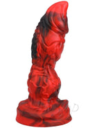 Vac U Lock Fantasy Fuckers Red Raider Silicone Dildo Red side view showcasing its bold design and vibrant colors.