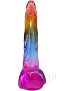 Crystal Jellies Realistic Dildo with Balls 9.5 inches Rainbow - colorful realistic dildo with lifelike texture and suction base
