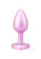 Booty Bling Heart Diamond Jeweled Wearable Metal Plug Small Pink showcasing an elegant and smooth design in shimmering pink.