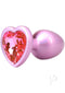 Booty Bling Heart Diamond Jeweled Wearable Metal Plug Small Pink featuring a heart-shaped pink gem.