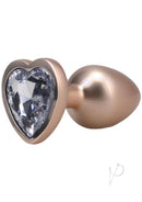 Booty Bling Heart Diamond Jeweled Wearable Metal Plug Small Gold with a sparkling heart-shaped jewel