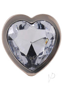 Booty Bling Heart Diamond Jeweled Wearable Metal Plug Small Gold close-up of heart-shaped crystal.