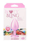 Booty Bling Heart Diamond Jeweled Wearable Metal Plug Large Pink packaging with gem details and branding.
