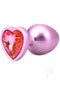 Booty Bling Heart Diamond Jeweled Wearable Metal Plug Large Pink, featuring a shiny pink heart-shaped jewel.