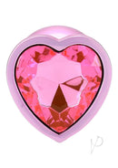 Booty Bling Heart Diamond Jeweled Wearable Metal Plug Large Pink with a sparkling heart-shaped jewel design.