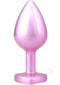 Booty Bling Heart Diamond Jeweled Wearable Metal Plug Medium Pink on a white background