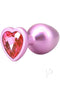 Booty Bling Heart Diamond Jeweled Wearable Metal Plug Medium Pink with a heart-shaped pink jewel and polished design.