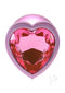 Booty Bling Heart Diamond Jeweled Wearable Metal Plug Medium Pink - Heart-shaped pink gem design for added sparkle.