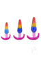 Crystal Jellies Anal Trainer Set 3 pc Rainbow showing three vibrant anal plugs in colorful gradient design.