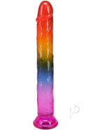 Crystal Jellies Dildo 7.5 inches Rainbow showing a colorful translucent design for pleasurable stimulation.