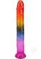 Crystal Jellies Dildo 7.5 inches Rainbow showing a colorful translucent design for pleasurable stimulation.