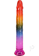 Crystal Jellies Dildo 7.5 inches Rainbow with multi-colored translucent finish for colorful pleasure.