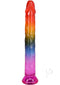 Crystal Jellies Dildo 7.5 inches Rainbow with multi-colored translucent finish for colorful pleasure.