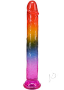 Crystal Jellies Dildo 7.5 inches Rainbow featuring a multi-colored translucent finish.
