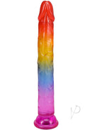 Crystal Jellies Dildo 7 inches Rainbow showcasing vibrant colors and realistic design.