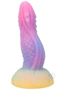 Vac U Lock Fantasy Fuckers Dragons Tongue Silicone Dildo with vibrant pink and yellow color gradients.